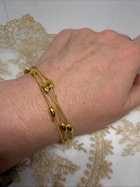 18K Marked Yellow Gold Multi Strand Fluid Snake Chain Bracelet Old Money Estate